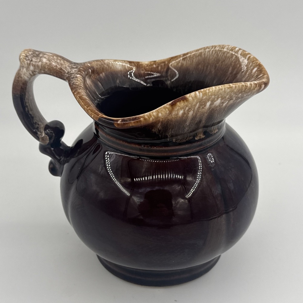VTG‎ McCoy Pottery Brown Drip Glaze Pitcher / 7528 / Made In USA / 5.25" Tall